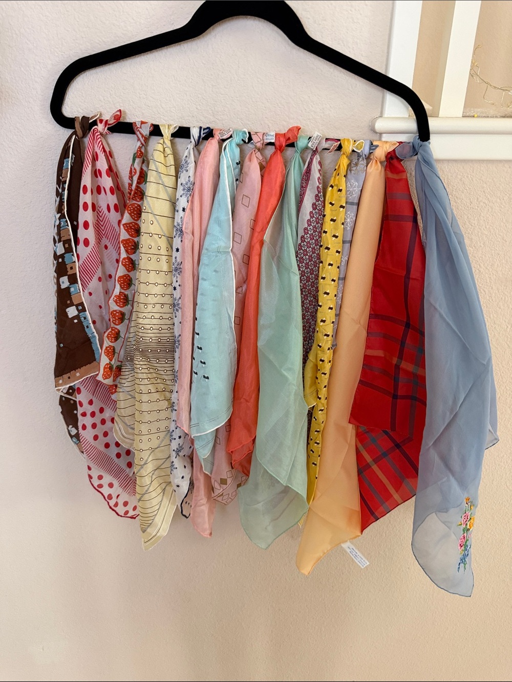 Vintage Mixed Pastel and Bold Multi-Color Silk and Chiffon Scarf Bundle - Picture 3 of 4